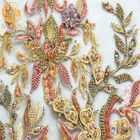 Fashion Beaded 3D Applique Lace Fabric Handmade Bordir Untuk Gaun Pengantin