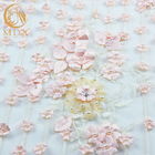 Beberapa Warna Tulle 3D Floral Lace Fabric Nylon Bordir Lace Fabric