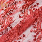 Manik-manik Merah Bordir Renda Buatan Tangan Panjang 91.44cm Larut Dalam Air