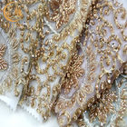 Bordir Buatan Tangan Warna Emas Bahan Renda Kain Renda MDX Untuk Gaun Pengantin