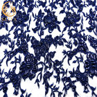 135cm Lebar Biru Navy Bordir Tulle Renda Kain Fashion Pekerjaan Tangan