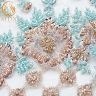 Polyester Beads Multicolor Lace Fabric / Jenis Renda Untuk Gaun Pengantin