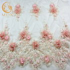 Bunga Buatan Tangan Murni Blush Pink Lace Fabric MDX Lebar 135cm Bordir