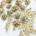 Berlian Imitasi Emas Kain Renda Pengantin Dekorasi Poliester Lebar 55 Inch