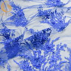 Kain Renda Pernikahan Biru MDX Pola Bunga Elegan Lebar 135cm
