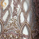 Manik-manik Ungu 3D Kain Renda Pernikahan Multicolor Panjang 91.44cm Dengan Payet