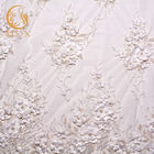 Bunga Elegan Kain Renda Putih 20% Polyester Lebar 135cm Untuk Gaun Pengantin