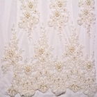 Bordir Bridal White Wedding Lace Fabric Custom Beaded 20% Polyester