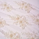 Bordir Bridal White Wedding Lace Fabric Custom Beaded 20% Polyester