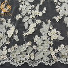 Tulle 3D White Flower Lace 80% Nylon Bordir Untuk Pernikahan