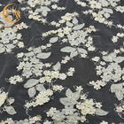Tulle 3D White Flower Lace 80% Nylon Bordir Untuk Pernikahan
