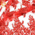 1 Yard Glitter Lace Fabric / Dekorasi Renda Payet Merah Untuk Gaun Pesta