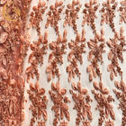 French Beaded Bordir Tulle Lace Fabric Pekerjaan Tangan Glitter Untuk Gaun Pesta