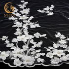 Bridal Wedding Tulle Lace Potong 25cm Dengan Dekorasi Bunga 3D dengan Manik-manik