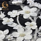Bridal Wedding Tulle Lace Potong 25cm Dengan Dekorasi Bunga 3D dengan Manik-manik