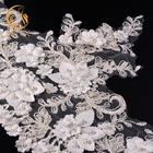 Garment Putih 3D Bunga Lace Trim Bordir Ukuran Disesuaikan 80% Nylon