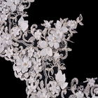Kain Hiasan Renda Bunga 3D yang Indah Mesh Bordir Dekoratif 20％ Polyester
