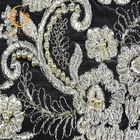 Bordir Manik-manik Lace Trim Polyester 140cm Lebar Dengan Benang Logam