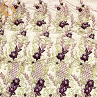 OEM African Styles Purple Applique Lace Fabric Dengan Manik-manik