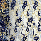 ODM Biru 3D Bordir Bordiran Kain Renda Untuk Gaun Fashion Show