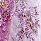 Gaun Pengiring Pengantin Kain Renda Bunga 3D Dengan Bordir Manik-manik
