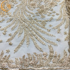 Gaun Pengantin Putih Nigeria Kain Renda Manik-manik Panjang 91.44Cm